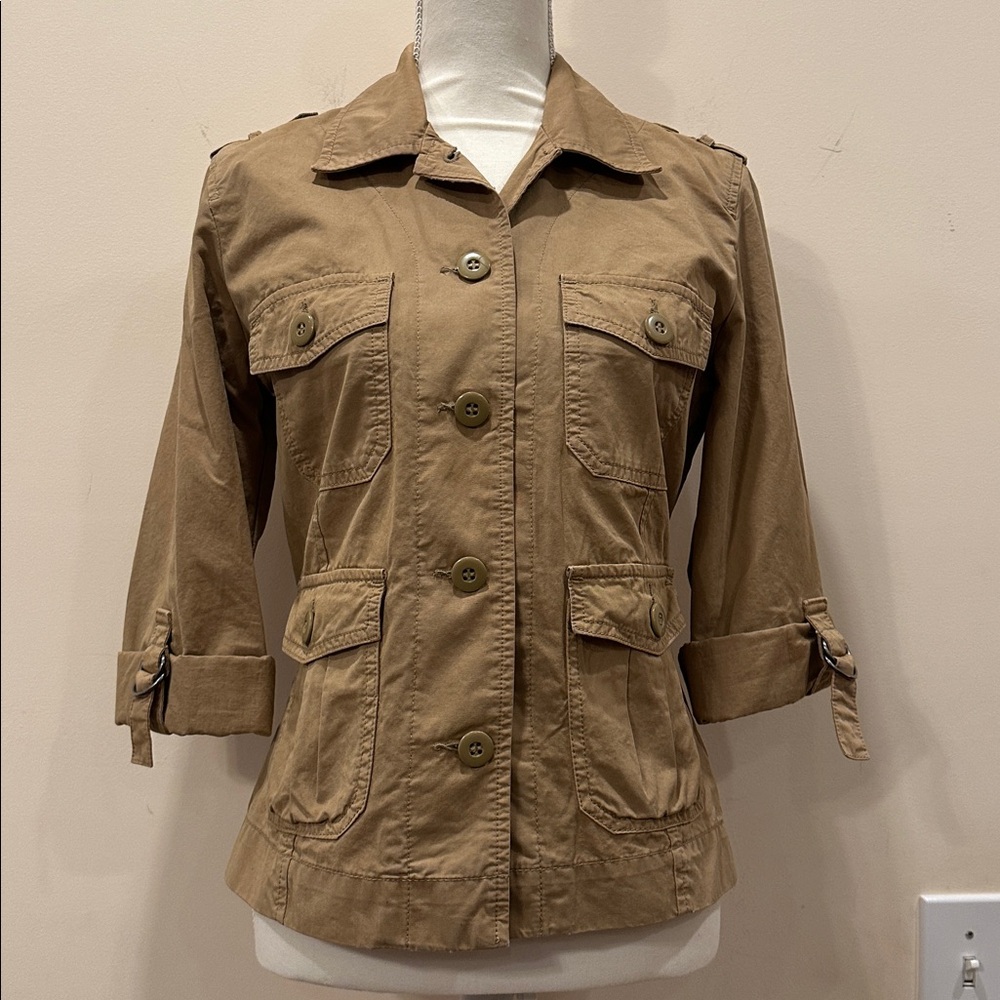 LUCKY BRAND Utility Jacket Khaki Small Adjustable sleeve length Adjustable waist